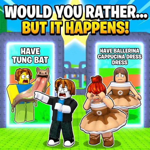 Would you rather but it happens MEMES 😂 Roblox game thumbnail